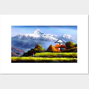 Panoramic View Of Beautiful Everest Mountain Posters and Art